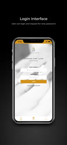 Diamond Time-Lapse home screen showing jewellery provenance tracking journey on iPhone