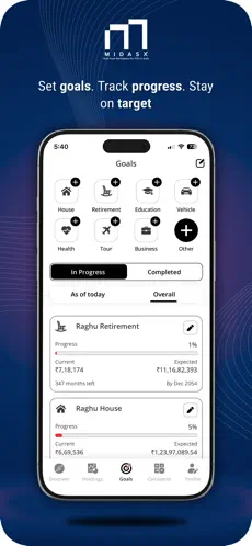 Account and KYC management screen for Midasx wealth management platform