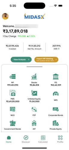 Vijya Capital investment portfolio dashboard with market summary and total valuation